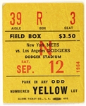 1964 New York Mets vs Los Angeles Dodgers Ticket Stub 