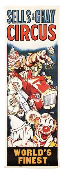 1965 Sells & Gray Circus "Worlds Finest" 14" x 42" Poster