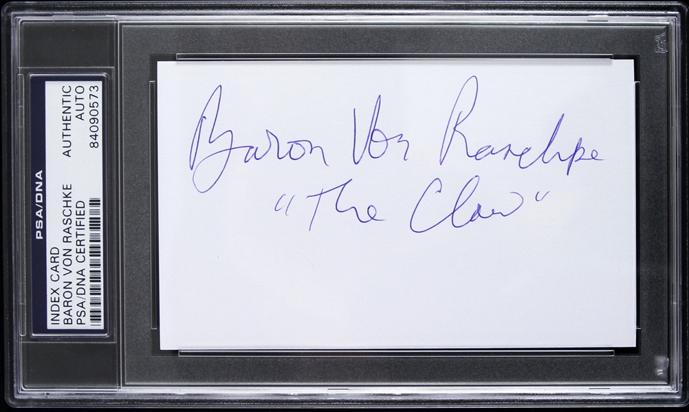1966-1995 Baron Von Raschke AMA Wrestling Legend Signed 3"x 5" Index Card (PSA/DNA Slabbed)