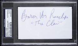 1966-1995 Baron Von Raschke AMA Wrestling Legend Signed 3"x 5" Index Card (PSA/DNA Slabbed)