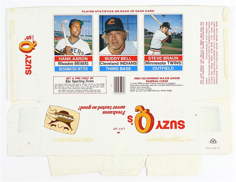 1976 Hank Aaron / Buddy Bell / Steve Braun Hostess Suzy Qs Player Cards 
