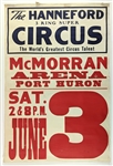 1950s circa The Hanneford 3 Ring Super Circus 28"x 42" Poster 
