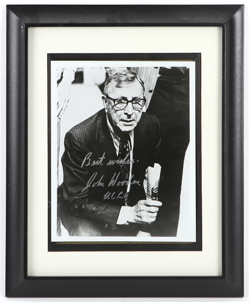 1948-1975 John Wooden UCLA Bruins Signed 13"x 16" Framed Photo (JSA)