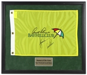 2003 Tiger Woods & Arnold Palmer Signed 22"x 26" Framed Bay Hill Club Flag (JSA)