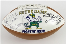 1990 Lou Holtz Raghib "Rocket" Ismail Notre Dame Fighting Irish Signed Graphic Football (JSA)