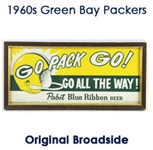1960s Green Bay Packers "Go Pack Go!" Pabst Blue Ribbon 11"x 23" Framed Advertising Sign
