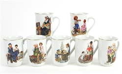 1977 Currier & Ives Avon Porcelain Tea Set and Norman Rockwell Museum Mugs (Lot of 19)