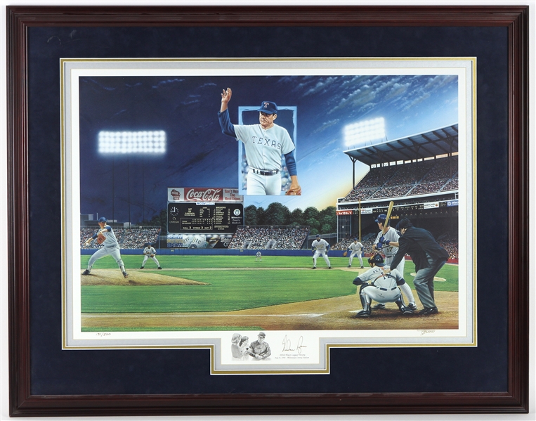 1993 Nolan Ryan Texas Rangers "300th Major League Victory" Signed 31"x 40" Lithograph (JSA)