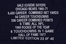 2000's Gale Sayers Chicago Bears Signed Career Highlights Embroidered Jersey (JSA) 23/40