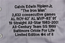 2003 Cal Ripken Jr. Baltimore Orioles Signed Career Highlights Embroidered Jersey (JSA) 4/8