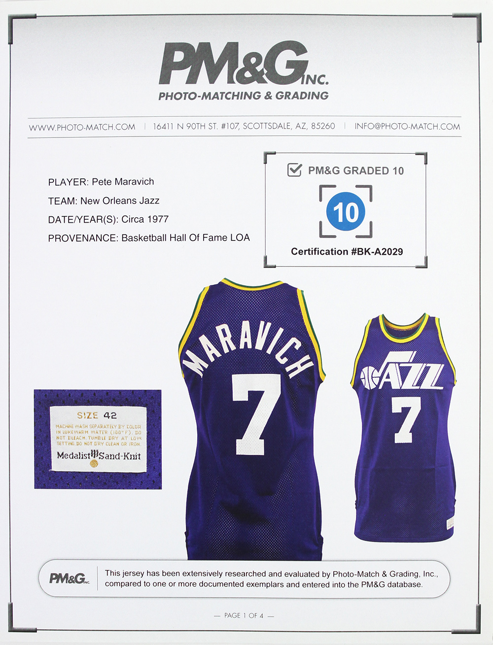 The Finest Pete Maravich 1970's New Orleans Jazz Game Used Jersey MEARS A10  COA