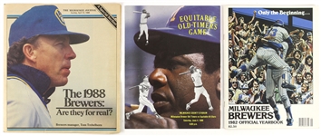 1980s Milwaukee Brewers Official Yearbook, Equitable All-Stars, and Milwaukee Journal Excerpt (Lot of 3)