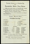 1940s Rennebohm Drug Stores Wisconsin vs Chicago Probable Line-Ups Handbill 
