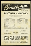 1933 Rennebohm Drug Stores Wisconsin vs Chicago Starting Line-Ups Handbill 