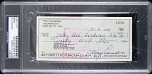 1988 Tony Canadeo Green Bay Packers Signed Check (PSA/DNA Slabbed)