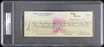 1994 Warren Spahn Milwaukee Braves Signed Check (PSA/DNA Slabbed)