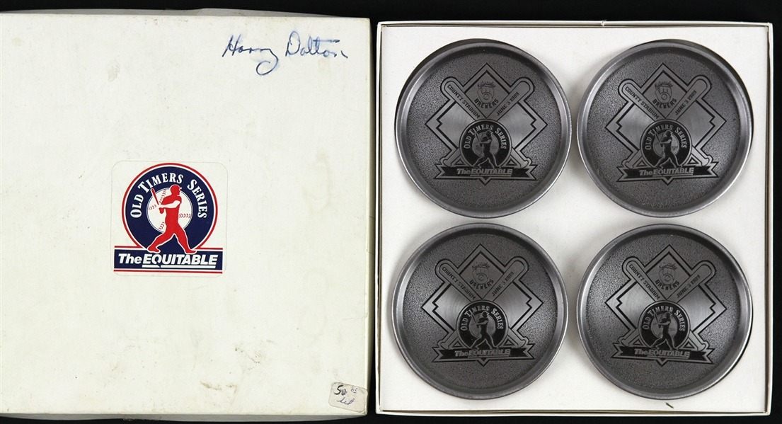 1989 Harry Dalton Milwaukee Brewers The Equitable Old Timers Series 3.5" Coasters (Lot of 4)
