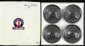 1989 Harry Dalton Milwaukee Brewers The Equitable Old Timers Series 3.5" Coasters (Lot of 4)