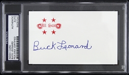 1934-1950 Buck Leonard Homestead Grays Signed 3"x 5" Index Card (PSA/DNA Slabbed)