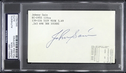 1955 Johnny Sain Kansas City Athletics Signed 3"x 5" Index Card (PSA/DNA Slabbed)