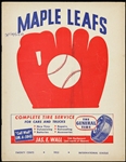 1952 Toronto Maple Leafs Baseball Program 