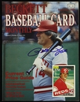 1985 Pete Rose Cincinnati Reds Signed Beckett Baseball Card Monthly Magazine (JSA)