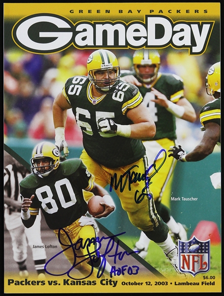 2003 James Lofton & Mark Tauscher Green Bay Packer Signed Game Day Program (JSA)