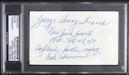 1941-1947 George Franck New York Giants Signed 3"x 5" Index Card (PSA/DNA Slabbed)
