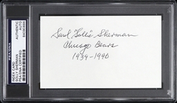 Saul “Solly” Sherman Chicago Bears Autographed 3"x 5" Index Card (PSA/DNA Slabbed)