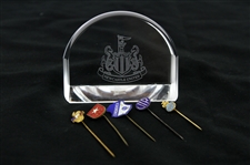 Newcastle United Football Club Paperweight & Soccer Tie Pins (Lot of 6)