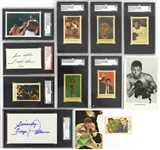 1950s-2000s Floyd Patterson World Heavyweight Champion Memorabilia Collection- Lot of 12 w/ SGC Slabbed Signed Index Card & Cut, SGC Slabbed Trading Cards & More