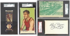 1930s-50s Jack Sharkey World Heavyweight Champion Memorabilia Collection - Lot of 4 w/ SGC Slabbed Signed Index Card, Postcard, Match Book & More
