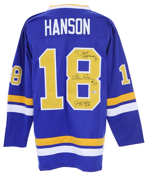 2000s Hanson Brothers Slap Shot Signed Charelstown Chiefs Jersey (Beckett)