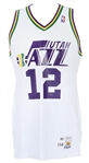 1989-1990 John Stockton Utah Jazz Game Worn Home Jersey (MEARS A10)