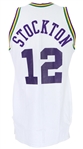 1989-1990 John Stockton Utah Jazz Game Worn Home Jersey (MEARS A10)