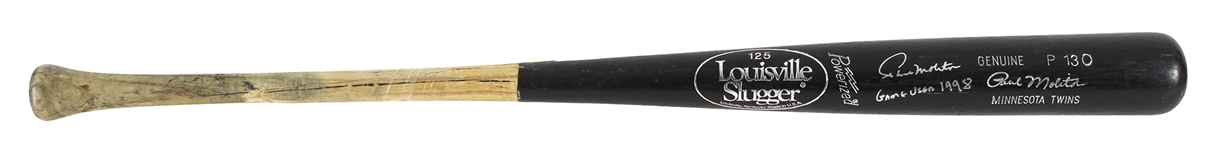 1998 Paul Molitor Minnesota Twins Signed Louisville Slugger Professional Model Game Used Bat (MEARS LOA/Team LOA & PSA/DNA)