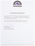 2009 Mark Strittmatter Colorado Rockies Signed Game Worn Jersey (MEARS LOA/JSA/Team Letter)