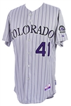 2009 Alan Embree Colorado Rockies Game Worn Road Jersey (MEARS LOA/Team Letter)