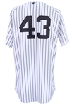2015 (August 22) Adam Warren New York Yankees Game Worn Jorge Posada Number Retirement Home Jersey (MEARS LOA/MLB Hologram/Steiner)