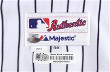 2015 (August 22) Adam Warren New York Yankees Game Worn Jorge Posada Number Retirement Home Jersey (MEARS LOA/MLB Hologram/Steiner)