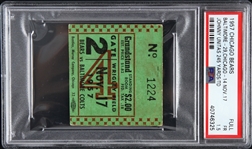 1957 Chicago Bears vs Baltimore Colts Full Ticket (PSA/DNA Slabbed)