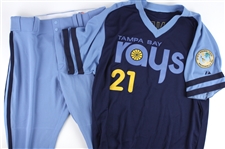 2015 (June 27) James Loney Tampa Bay Rays Siged Game Worn Turn Back The Clock Uniform (MEARS LOA/MLB Hologram)