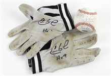 2005 Carlos Lee Milwaukee Brewers Signed Game Used Batting Gloves & OML Selig Baseball (MEARS LOA/JSA/Player Letter)