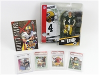1991-2006 Brett Favre Aaron Rodgers AJ Hawk Green Bay Packers Memorabilia - Lot of 6 w/ Slabbed Cards, MIB McFarlane Figure & More