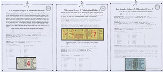 1954-77 Hank Aaron Milwaukee / Atlanta Braves / Brewers Ticket Stub Collection - Lot of 45 w/ 24 Home Run Ticket Stubs, Rare 1956 Willie Mays All Stars Game Stub & More