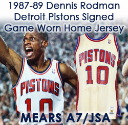 Dennis Rodman Signed Detroit Pistons White Jersey (JSA COA) 5xNBA