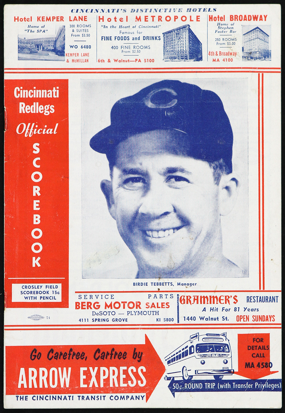 Lot Detail - 1954 (April 13th) Milwaukee Braves Vs. Cincinnati Reds