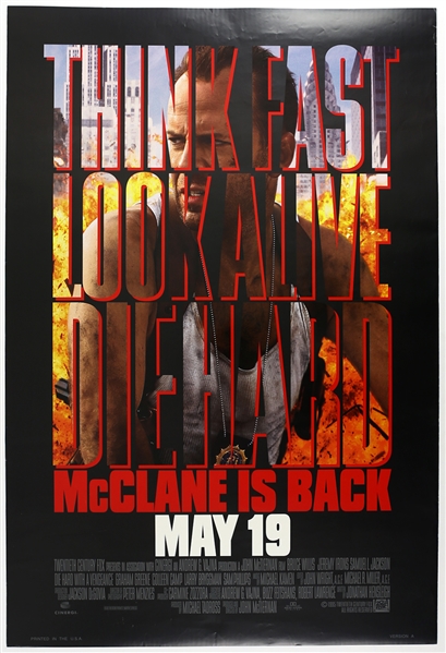 1995 Die Hard with a Vengeance 27"x 40" Film Poster