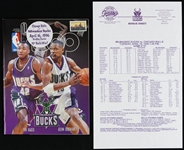 1996 Chicago Bulls vs. Milwaukee Bucks NBA Program Magazine 70th Bulls Win of the Season & Bonus Sheet 