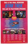 1988 Star Trek "The Last 18 Television Episodes" on VHS 25"x 38" Poster 